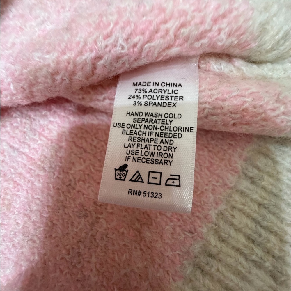 CeCe Women's Ribbon 🎀 Cream and Pink Baggy Sweater, Large - Picture 7 of 7